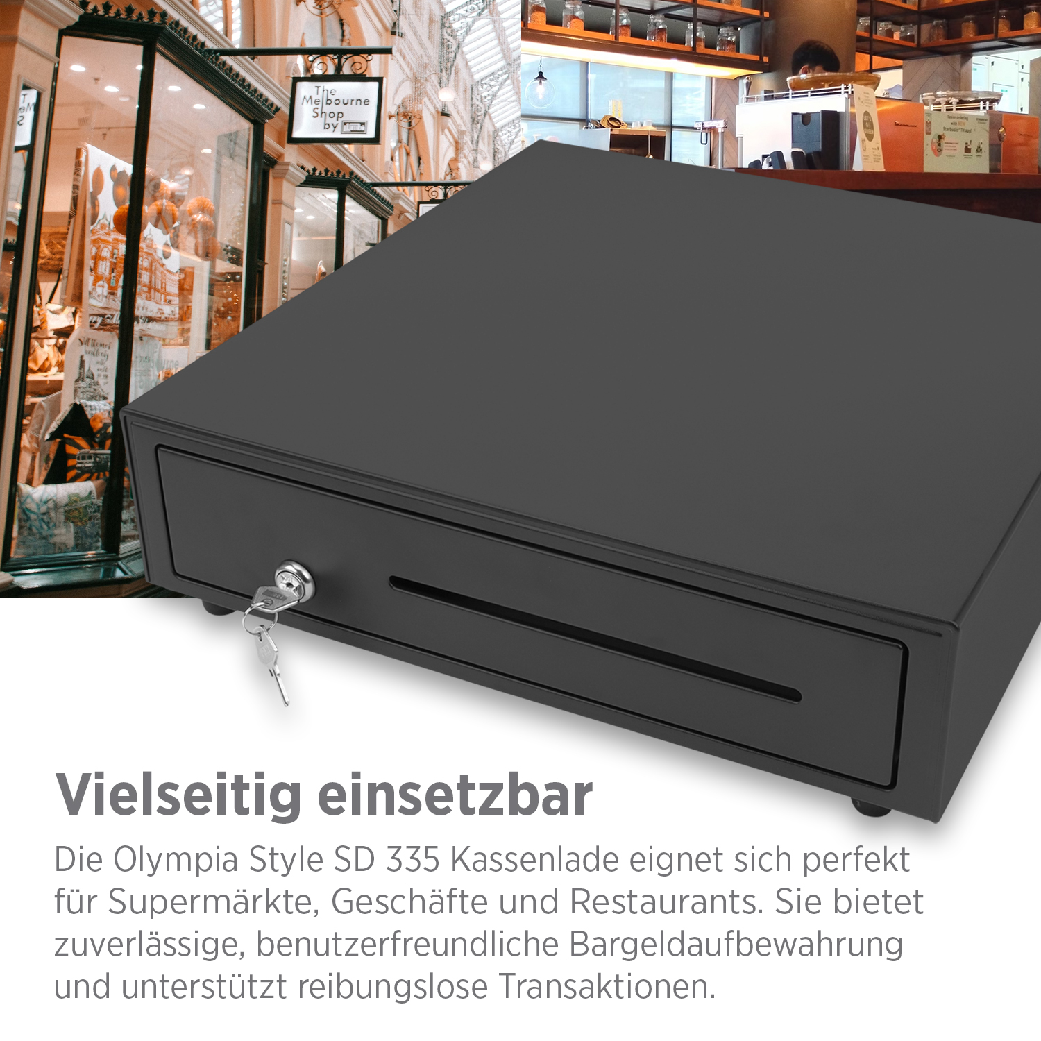 Olympia LD 410 Plus Kassenlade Vollmetall Kassenschublade mit 8 Münz- & 4 Scheinfächern Schwerlastauszug RJ12 Anschluss Olympia LD 410 Plus Kassenlade Vollmetall Kassenschublade mit 8 Münz- & 4 Scheinfächern Schwerlastauszug RJ12 Anschluss