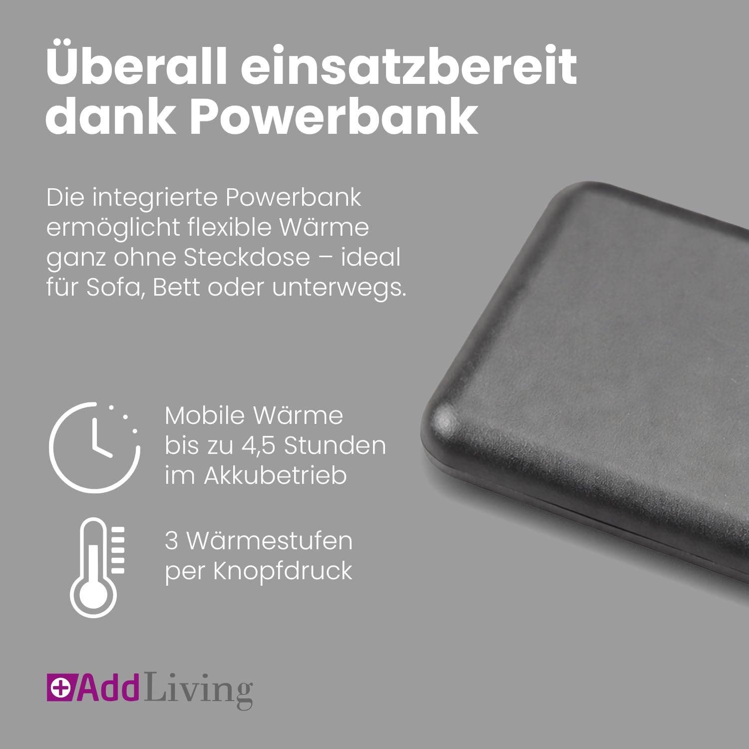 Addliving Kabelloses Schulter und Nackenwärmerkissen mit Powerbank Infrarot Addliving Kabelloses Schulter und Nackenwärmerkissen mit Powerbank Infrarot