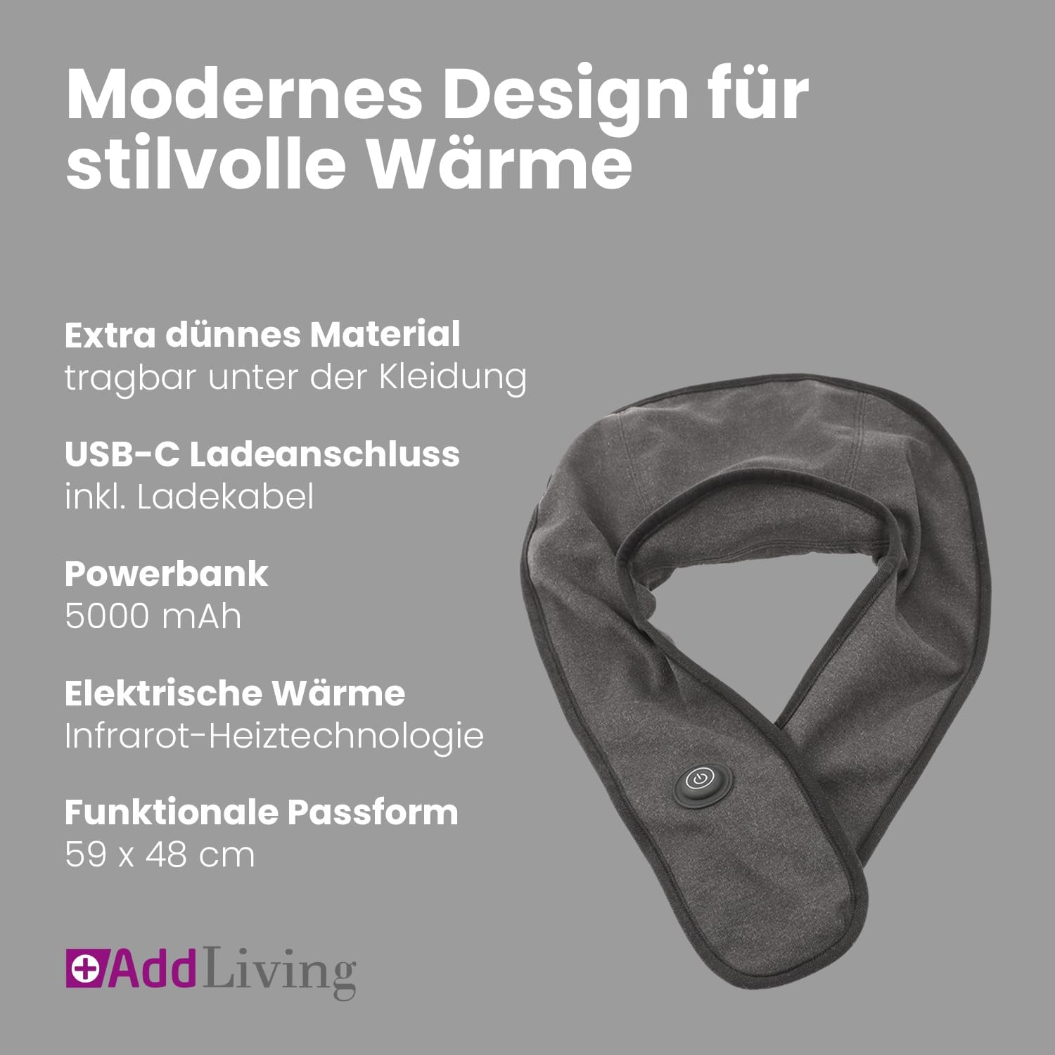 Addliving Kabelloses Schulter und Nackenwärmerkissen mit Powerbank Infrarot Addliving Kabelloses Schulter und Nackenwärmerkissen mit Powerbank Infrarot
