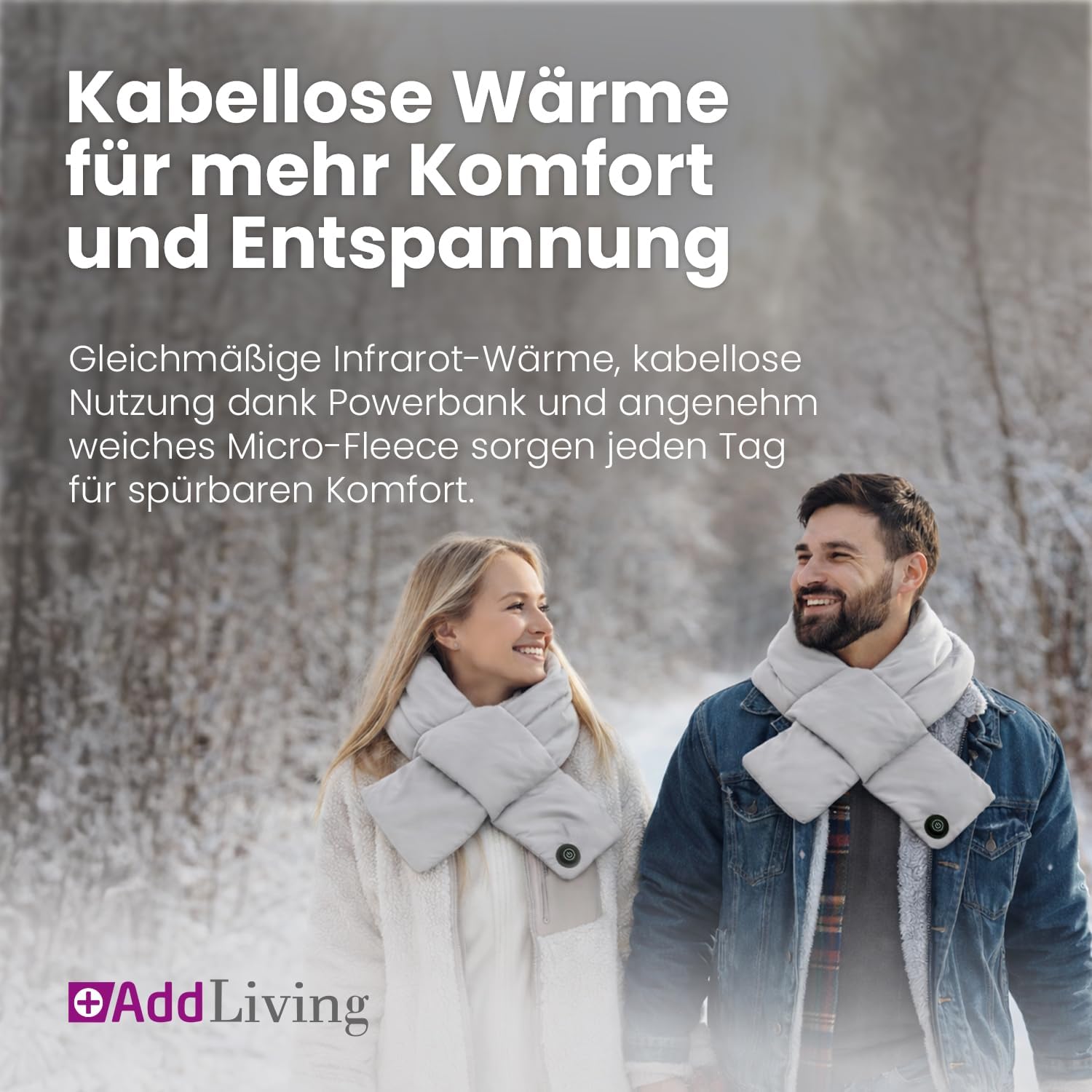 Addliving Kabelloser Wärmeschal mit Powerbank 5000 mAh Infrarot Heizschal Addliving Kabelloser Wärmeschal mit Powerbank 5000 mAh Infrarot Heizschal
