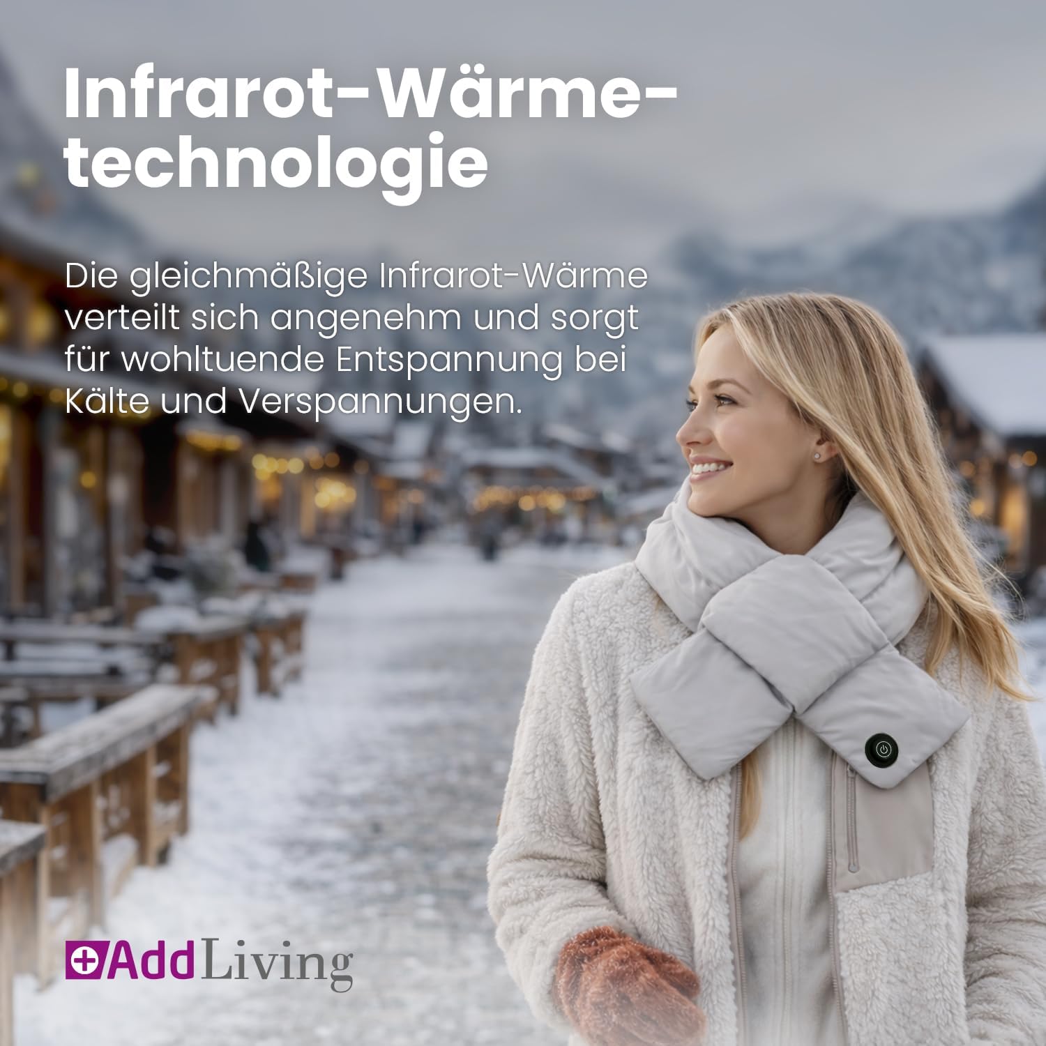 Addliving Kabelloser Wärmeschal mit Powerbank 5000 mAh Infrarot Heizschal Addliving Kabelloser Wärmeschal mit Powerbank 5000 mAh Infrarot Heizschal