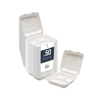 Benbow Menüschale aus Zuckerrohr – Nachhaltig, Robust, Biologisch Abbaubar - ideal für heiße Speisen