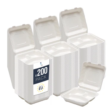 Benbow Menüschale aus Zuckerrohr – Nachhaltig, Robust, Biologisch Abbaubar - ideal für heiße Speisen