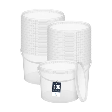 Eimer mit Deckel 30 20 10 5 3 1 0,5 L Transparent Lebensmittelecht