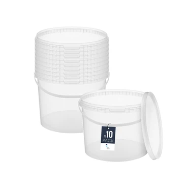 Eimer mit Deckel 30 20 10 5 3 1 0,5 L Transparent Lebensmittelecht