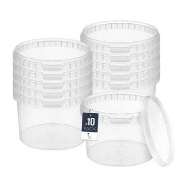 Eimer mit Deckel 30 20 10 5 3 1 0,5 L Transparent Lebensmittelecht