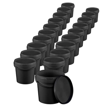 Eimer mit Deckel 30 20 10 5 3 1 0,5 L Schwarz Lebensmittelecht Eimer