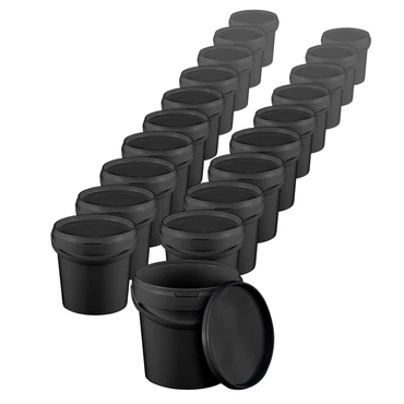 Eimer mit Deckel 30 20 10 5 3 1 0,5 L Schwarz Lebensmittelecht Eimer