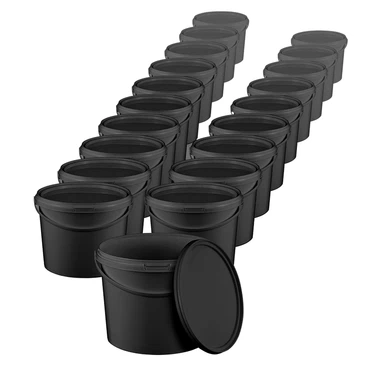 Eimer mit Deckel 30 20 10 5 3 1 0,5 L Schwarz Lebensmittelecht Eimer