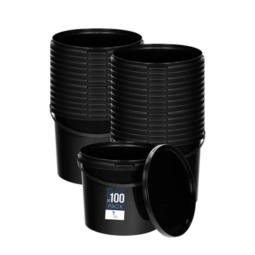 Eimer mit Deckel 30 20 10 5 3 1 0,5 L Schwarz Lebensmittelecht Eimer