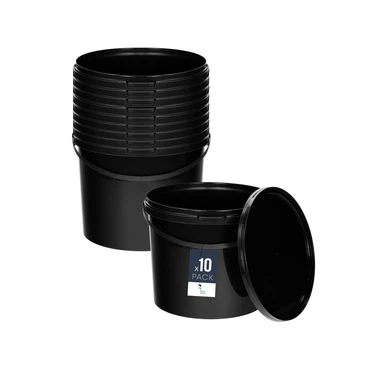 Eimer mit Deckel 30 20 10 5 3 1 0,5 L Schwarz Lebensmittelecht Eimer