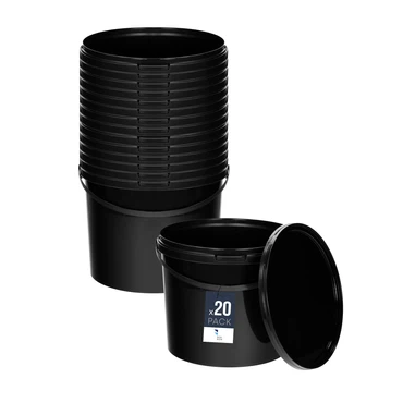 Eimer mit Deckel 30 20 10 5 3 1 0,5 L Schwarz Lebensmittelecht Eimer