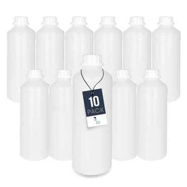 Plastikflasche 0,25 0,5 1 Liter leere kunststoff Flasche mit Deckel HDPE 59302, Fassungsvermögen: 1000ml, Stückzahl: 10 Stück