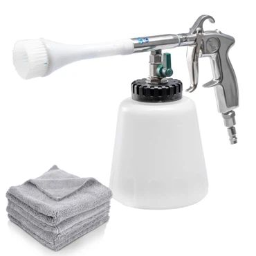 BenBow Druckluft Reinigungspistole PRO Serie + 5 x  Mikrofasertuch - Profi Innenreiniger mit Tornado Effekt für Autopflege, Autositze