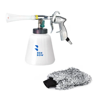 Druckluft Reinigungspistole Metall Waschpistole Auto Wirbel-Effekt KFZ Reiniger + Mikrofaserhandschuh