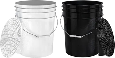 BenBow Detailing SET- Transparent, Weiß, Schwarz, Größe: S + W Eimer + Schmutzsieb x2