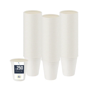 BenBow Einwegbecher aus Zuckerrohr, Weiß, – Hochwertige Becher, Besser als Pappbecher, Umweltfreundlich, Recycelbar, für Heiße und Kalte Getränke, Ideal für Partys oder Kaffee