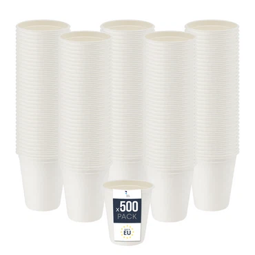 BenBow Einwegbecher aus Zuckerrohr, Weiß, – Hochwertige Becher, Besser als Pappbecher, Umweltfreundlich, Recycelbar, für Heiße und Kalte Getränke, Ideal für Partys oder Kaffee