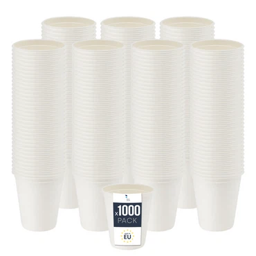 BenBow Einwegbecher aus Zuckerrohr, Weiß, – Hochwertige Becher, Besser als Pappbecher, Umweltfreundlich, Recycelbar, für Heiße und Kalte Getränke, Ideal für Partys oder Kaffee