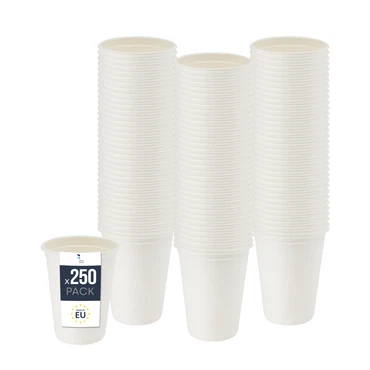 BenBow Einwegbecher aus Zuckerrohr, Weiß, – Hochwertige Becher, Besser als Pappbecher, Umweltfreundlich, Recycelbar, für Heiße und Kalte Getränke, Ideal für Partys oder Kaffee