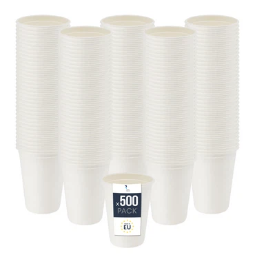 BenBow Einwegbecher aus Zuckerrohr, Weiß, – Hochwertige Becher, Besser als Pappbecher, Umweltfreundlich, Recycelbar, für Heiße und Kalte Getränke, Ideal für Partys oder Kaffee