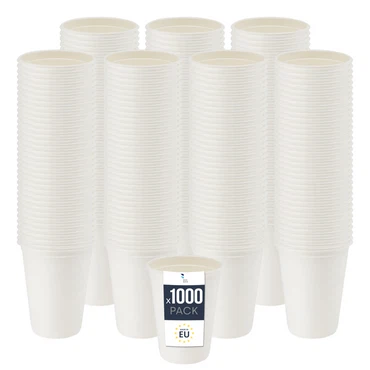 BenBow Einwegbecher aus Zuckerrohr, Weiß, – Hochwertige Becher, Besser als Pappbecher, Umweltfreundlich, Recycelbar, für Heiße und Kalte Getränke, Ideal für Partys oder Kaffee