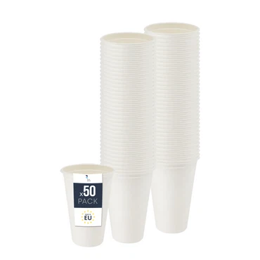 BenBow Einwegbecher aus Zuckerrohr, Weiß, – Hochwertige Becher, Besser als Pappbecher, Umweltfreundlich, Recycelbar, für Heiße und Kalte Getränke, Ideal für Partys oder Kaffee