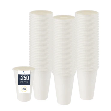 BenBow Einwegbecher aus Zuckerrohr, Weiß, – Hochwertige Becher, Besser als Pappbecher, Umweltfreundlich, Recycelbar, für Heiße und Kalte Getränke, Ideal für Partys oder Kaffee