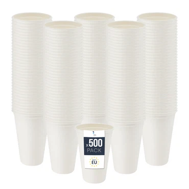BenBow Einwegbecher aus Zuckerrohr, Weiß, – Hochwertige Becher, Besser als Pappbecher, Umweltfreundlich, Recycelbar, für Heiße und Kalte Getränke, Ideal für Partys oder Kaffee