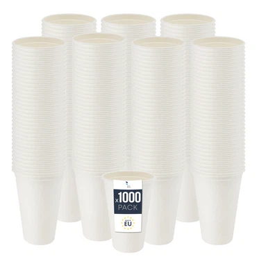 BenBow Einwegbecher aus Zuckerrohr, Weiß, – Hochwertige Becher, Besser als Pappbecher, Umweltfreundlich, Recycelbar, für Heiße und Kalte Getränke, Ideal für Partys oder Kaffee