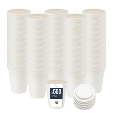 BenBow Einwegbecher aus Zuckerrohr, Weiß, – Hochwertige Becher, Besser als Pappbecher, Umweltfreundlich, Recycelbar, für Heiße und Kalte Getränke, Ideal für Partys oder Kaffee