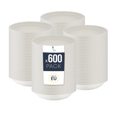 BenBow Einwegschale aus Bagasse 400ml/500ml/750ml/1000ml/1300ml, Biologisch Abbaubar, Hitzebeständig bis 95°C, Ideal für Catering und Suppen