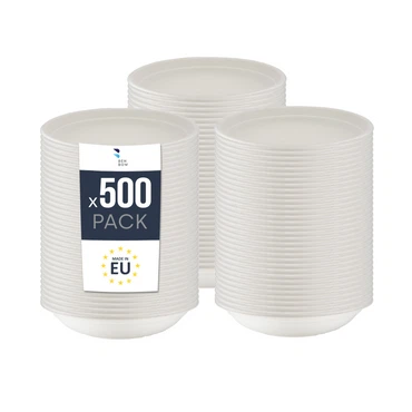 BenBow Einwegschale aus Bagasse 400ml/500ml/750ml/1000ml/1300ml, Biologisch Abbaubar, Hitzebeständig bis 95°C, Ideal für Catering und Suppen