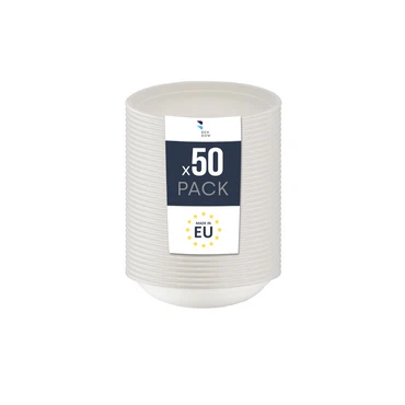 BenBow Einwegschale aus Bagasse 400ml/500ml/750ml/1000ml/1300ml, Biologisch Abbaubar, Hitzebeständig bis 95°C, Ideal für Catering und Suppen