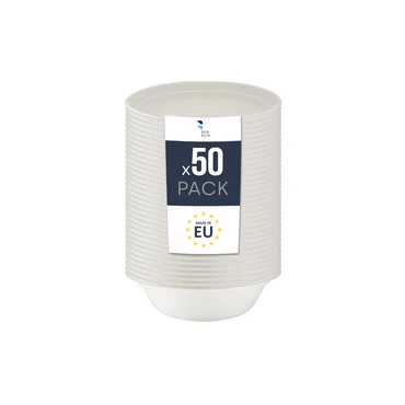 BenBow Einwegschale aus Bagasse 400ml/500ml/750ml/1000ml/1300ml, Biologisch Abbaubar, Hitzebeständig bis 95°C, Ideal für Catering und Suppen