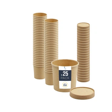 BenBow Einweg-Papierbehälter mit Deckel 350/470/500/870 ml, Schüsseln Geeignet für Heiße und Kalte Speisen, Auslaufsicher