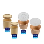 BenBow Einweg-Papierbehälter mit Deckel 350/470/500/870 ml, Schüsseln Geeignet für Heiße und Kalte Speisen, Auslaufsicher