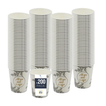 BenBow Kaffeebecher - 180 ml, 250 ml, 300 ml, 400 ml - Pappbecher zum Mitnehmen, Einwegbecher für Unterwegs, All You Need Is Coffee, Kaffee Becher für Büro und Kaffeemaschinen, Robust und Praktisch