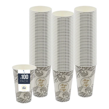BenBow Kaffeebecher - 180 ml, 250 ml, 300 ml, 400 ml - Pappbecher zum Mitnehmen, Einwegbecher für Unterwegs, All You Need Is Coffee, Kaffee Becher für Büro und Kaffeemaschinen, Robust und Praktisch