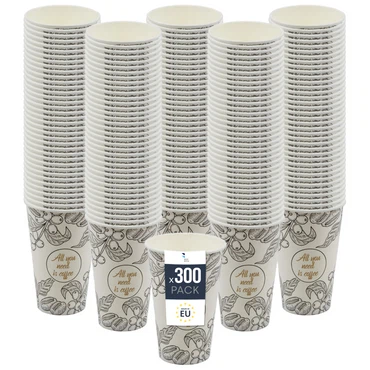 BenBow Kaffeebecher - 180 ml, 250 ml, 300 ml, 400 ml - Pappbecher zum Mitnehmen, Einwegbecher für Unterwegs, All You Need Is Coffee, Kaffee Becher für Büro und Kaffeemaschinen, Robust und Praktisch