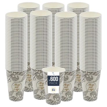 BenBow Kaffeebecher - 180 ml, 250 ml, 300 ml, 400 ml - Pappbecher zum Mitnehmen, Einwegbecher für Unterwegs, All You Need Is Coffee, Kaffee Becher für Büro und Kaffeemaschinen, Robust und Praktisch