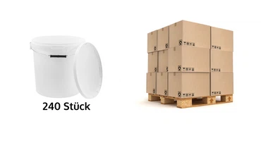 Eimer mit Deckel und Henkel weiß  lebensmittelecht, stabil, luftdicht - Plastikeimer mit Griff Bügel Lebensmitteleimer