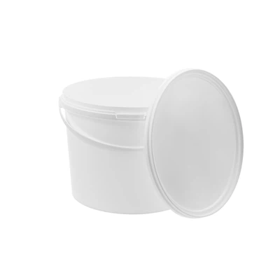 Eimer mit Deckel und Henkel weiß  lebensmittelecht, stabil, luftdicht - Plastikeimer mit Griff Bügel Lebensmitteleimer