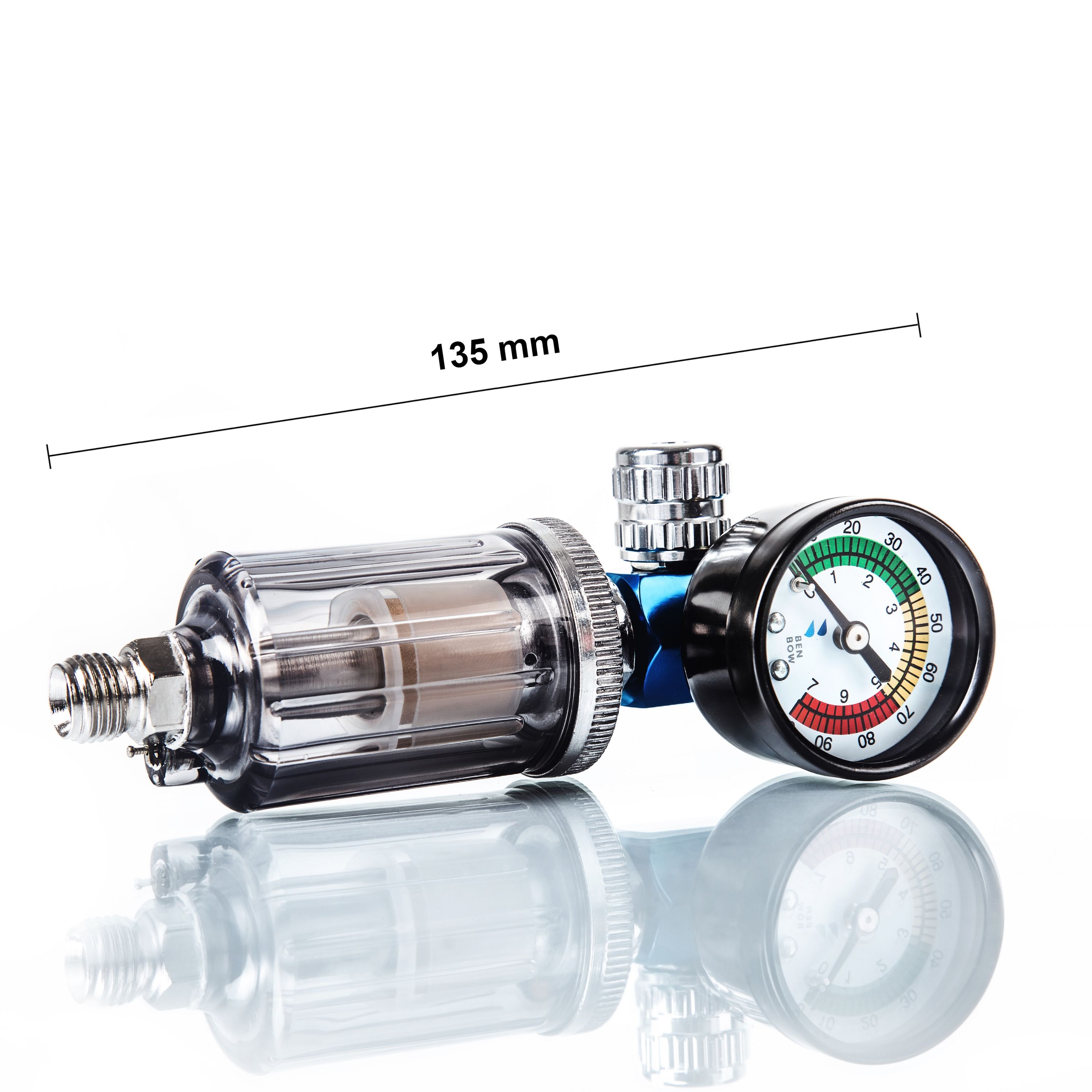 BENBOW 602 Luftdruckregler mit Manometer und Öl-Wasser-Abscheider Filter  für Lackierpistolen Pneumatische Spritzpistole Messgerät Druckminderer