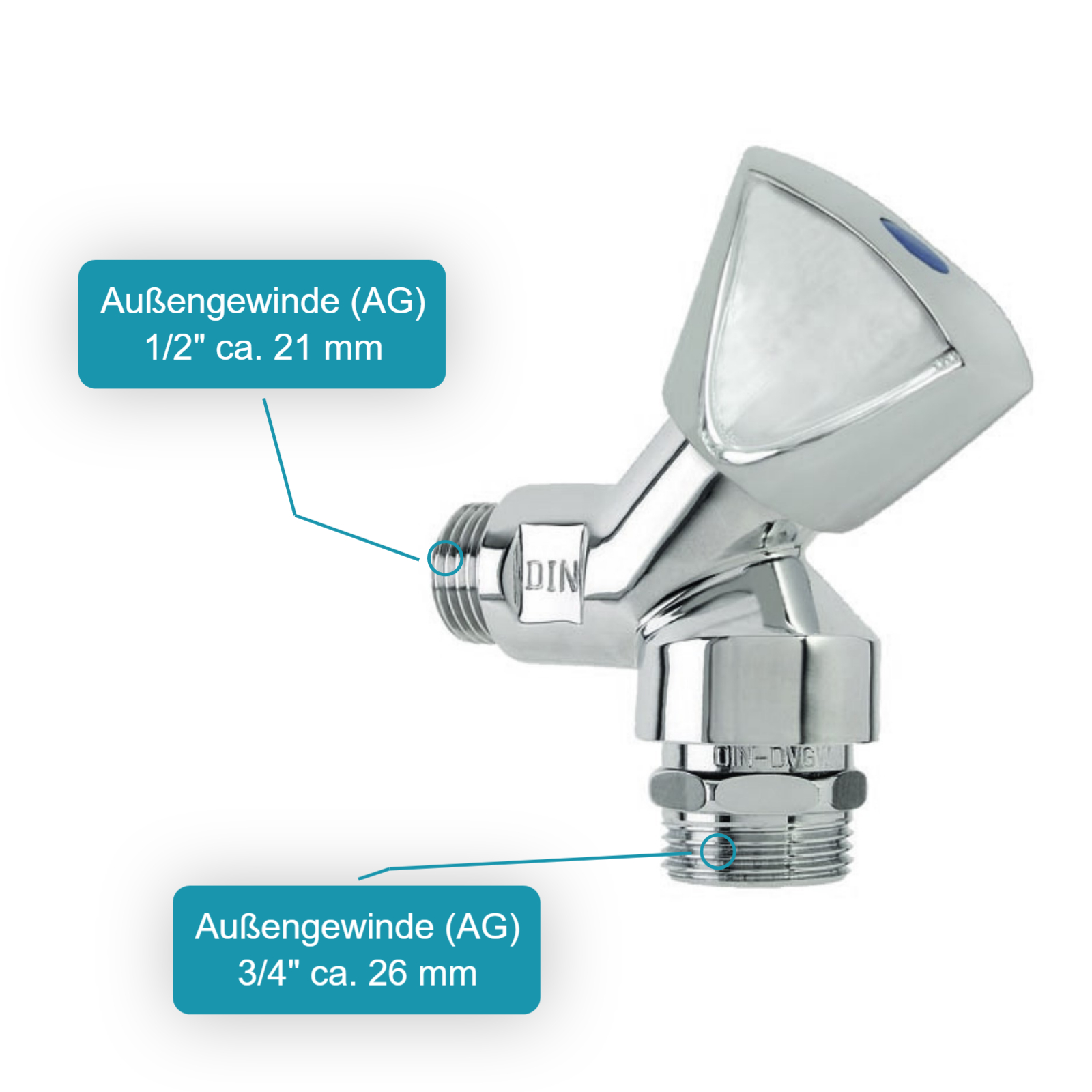 Produktbild von 2x 3/4″ Rückschlagventil Messing – DN20, IG/AG, Für Waschmaschine, Toilette & Boiler
