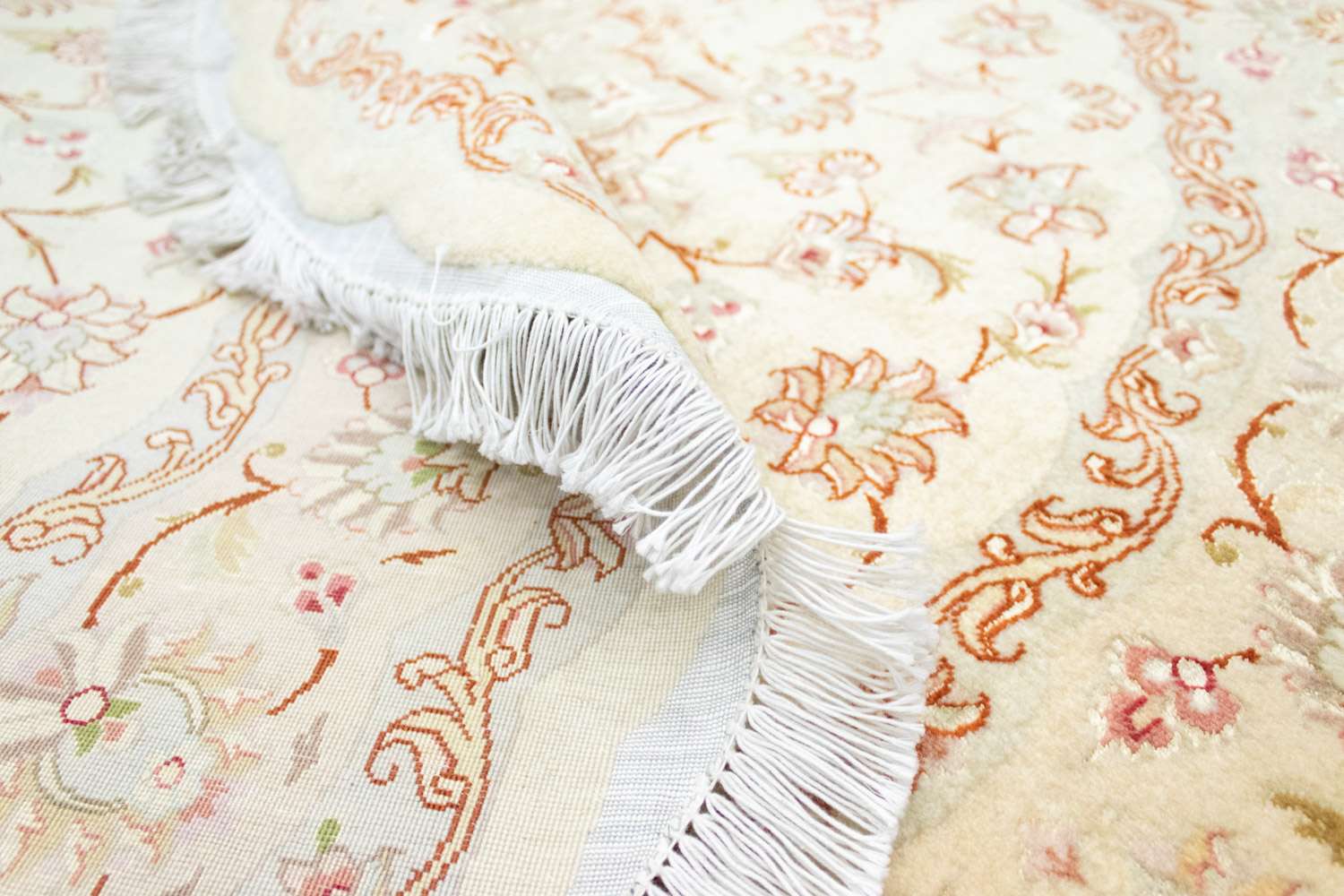 Perzisch tapijt - Tabriz - Premium rond  - 148 x 148 cm - beige