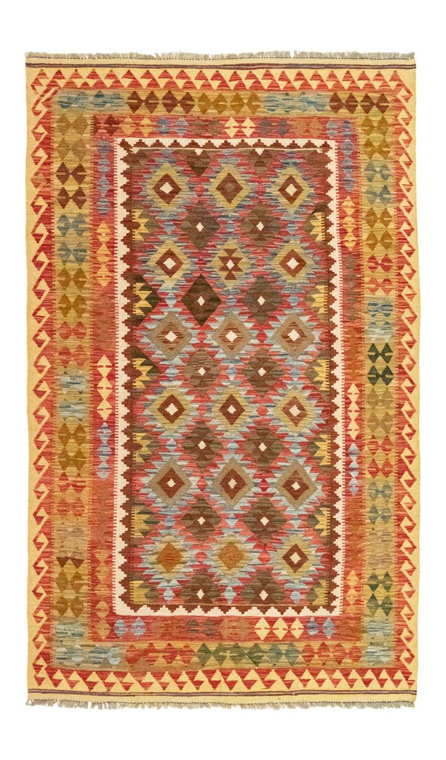 Kelimský koberec - Orientální - 255 x 153 cm - oranžová