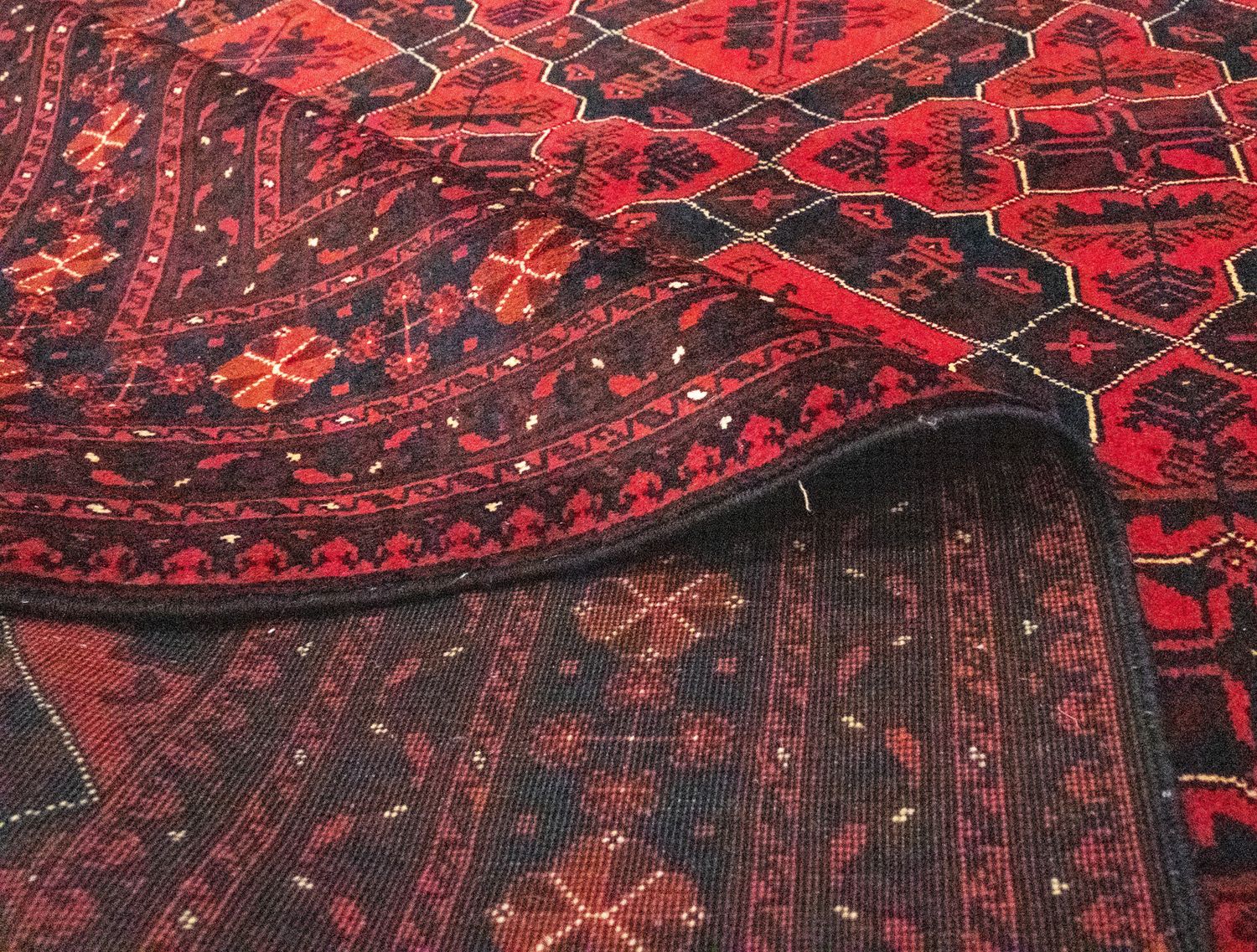 Tapis afghan - Kunduz - 298 x 199 cm - rouge