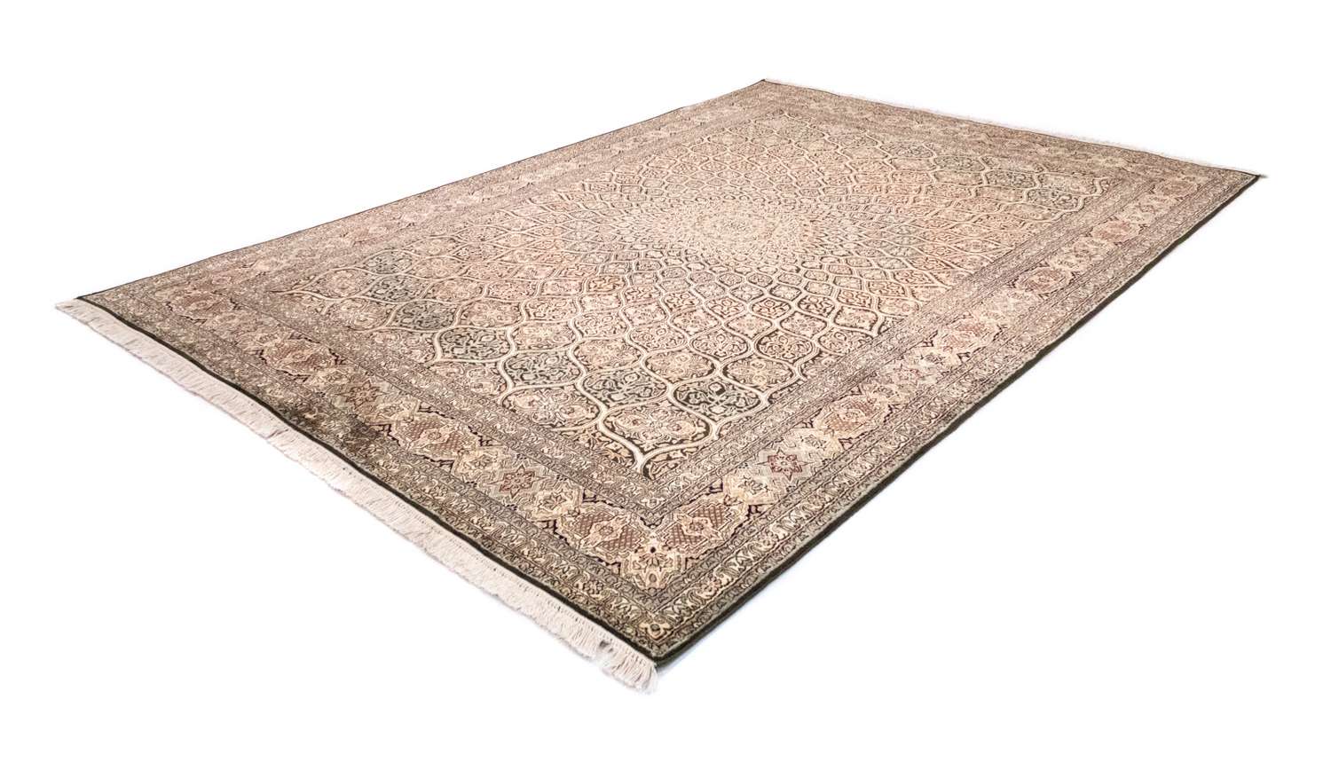 Silketeppe - Kashmir silke - 280 x 185 cm - brun
