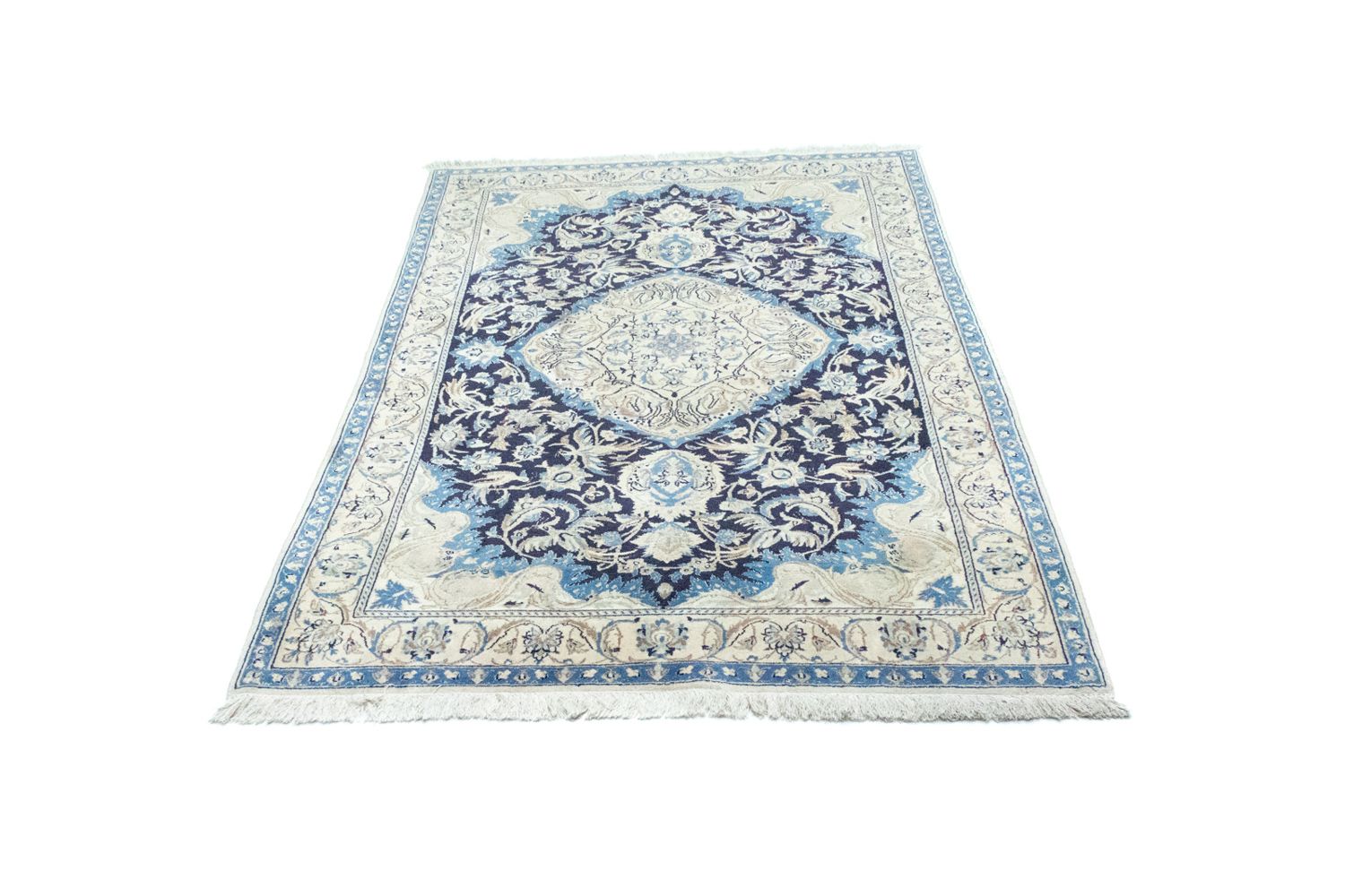 Tapis persan - Nain - 208 x 125 cm - bleu foncé